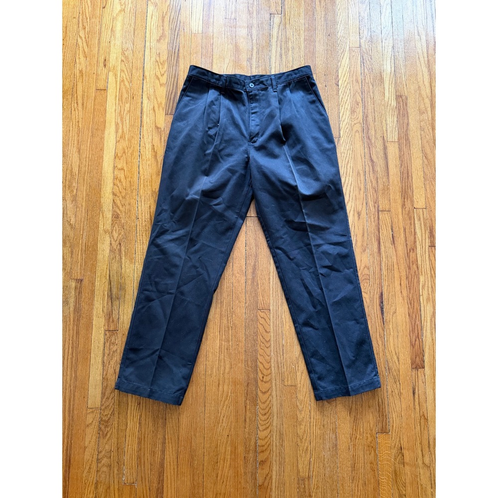 Wrangler Mens 70's Vintage 34x30 Black Pleated Relaxed Fit Casual Dress Pants